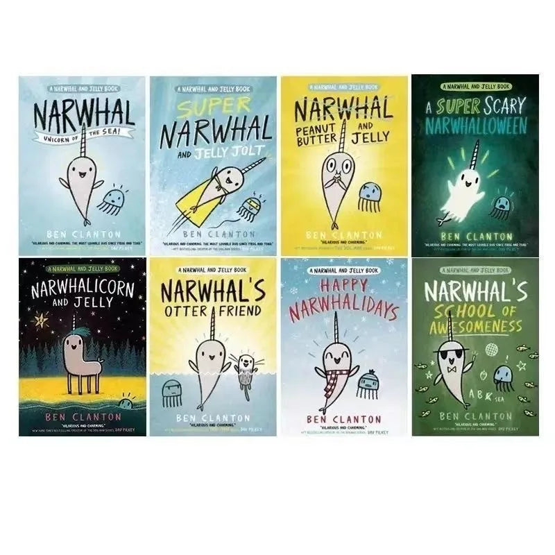 8 Books/set Narwhal and Jelly Storybook Children's  Comic Book Kids English Reading Gift Paperback